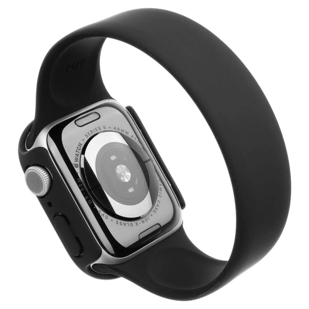 Ochranné pouzdro FIXED Pure+ s temperovaným sklem pro Apple Watch 40mm, černé, FIXPUW+-436-BK