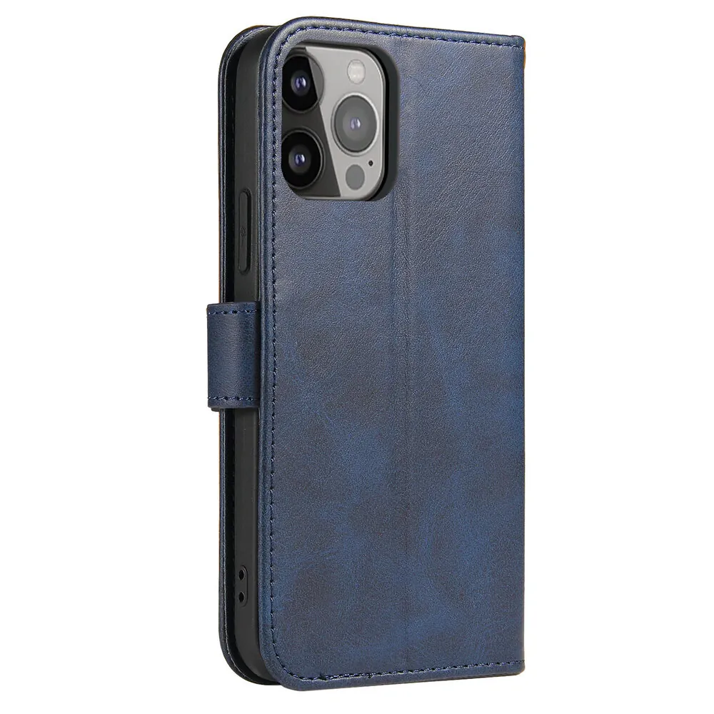 Forcell Kožené flipové pouzdro Magnet Case pro  iPhone 14 Pro, modrá, 9145576261477