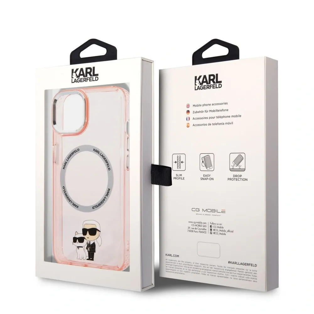 Karl Lagerfeld IML Karl and Choupette NFT MagSafe Zadní Kryt pro iPhone 14 Plus Pink 3666339087579