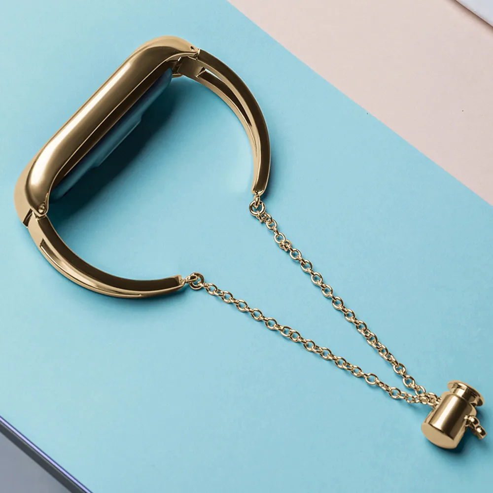 Forcell Kovový náramek s řetízkem pro Xiaomi Mi Band 6 / 5 / 4 / 3 , zlatá,  9145576225554