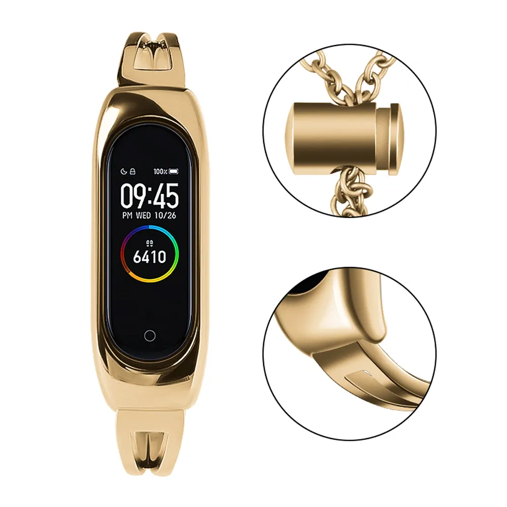 Forcell Kovový náramek s řetízkem pro Xiaomi Mi Band 6 / 5 / 4 / 3 , zlatá,  9145576225554