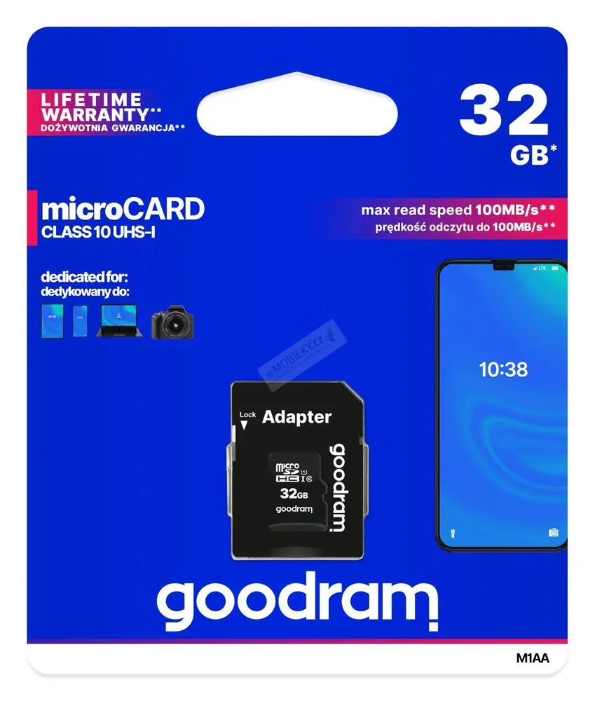 Karta paměťová GOODRAM microSD 32 GB UHS-I bez adaptéru - GoodRAM microSD class 10 32GBM1A0-0320R12