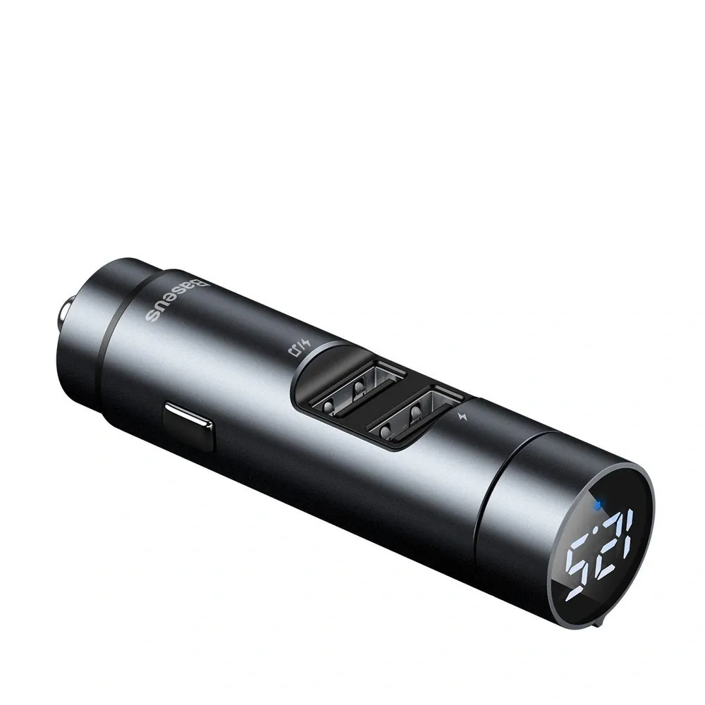 Baseus Energy Column Transmiter FM Bluetooth 5.0, 2x USB 3,1A QC3.0 , šedá (CCNLZ-0G) 6953156215740