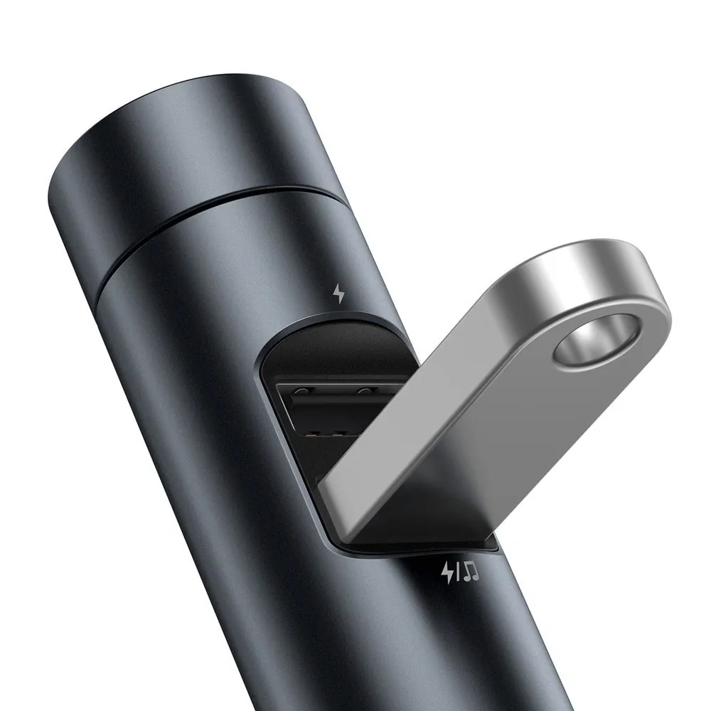 Baseus Energy Column Transmiter FM Bluetooth 5.0, 2x USB 3,1A QC3.0 , šedá (CCNLZ-0G) 6953156215740