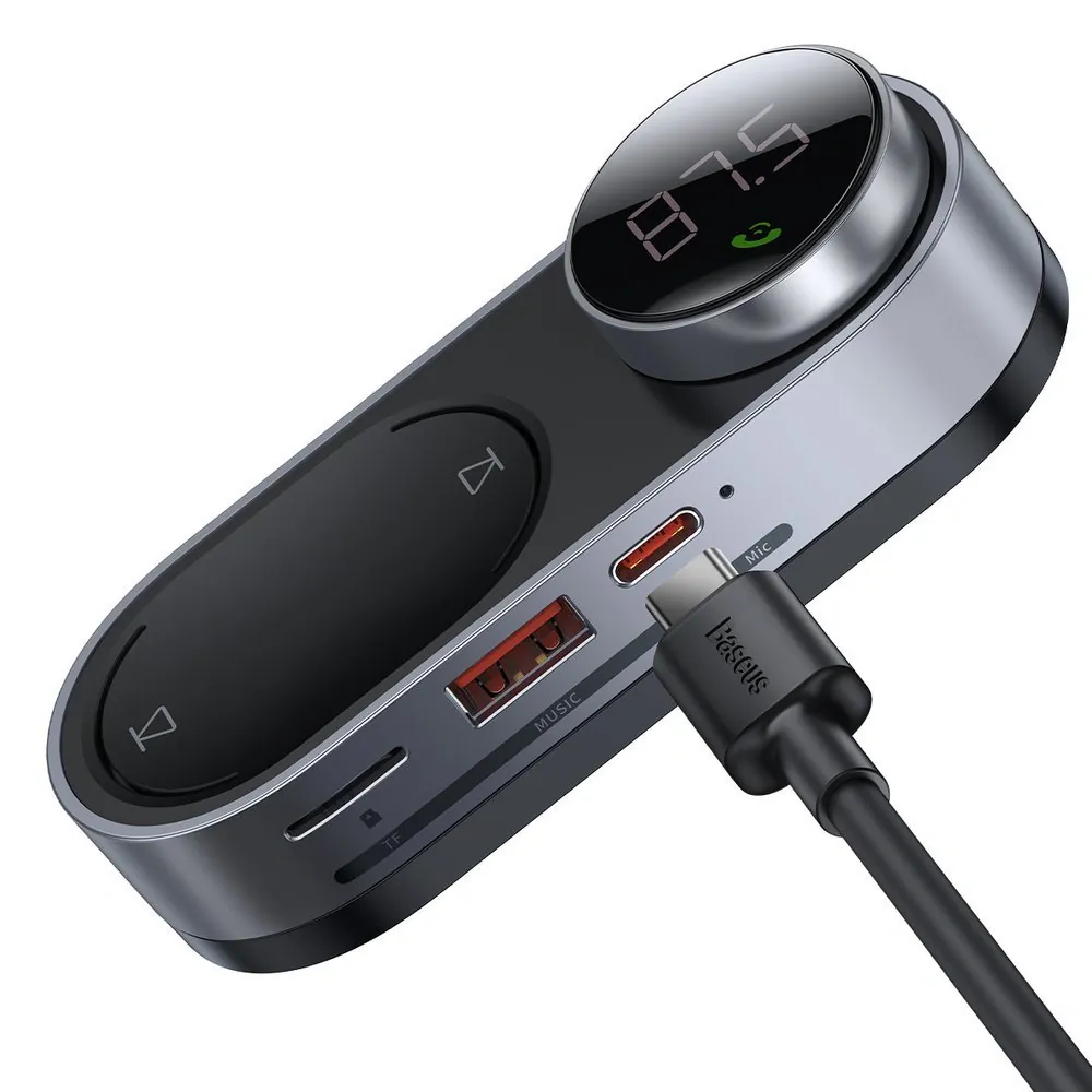 Baseus solar car wireless MP3 music player FM transmitter Bluetooth 5.0 750mAh (TF card / USB / AUX) černá (CDMP000001)