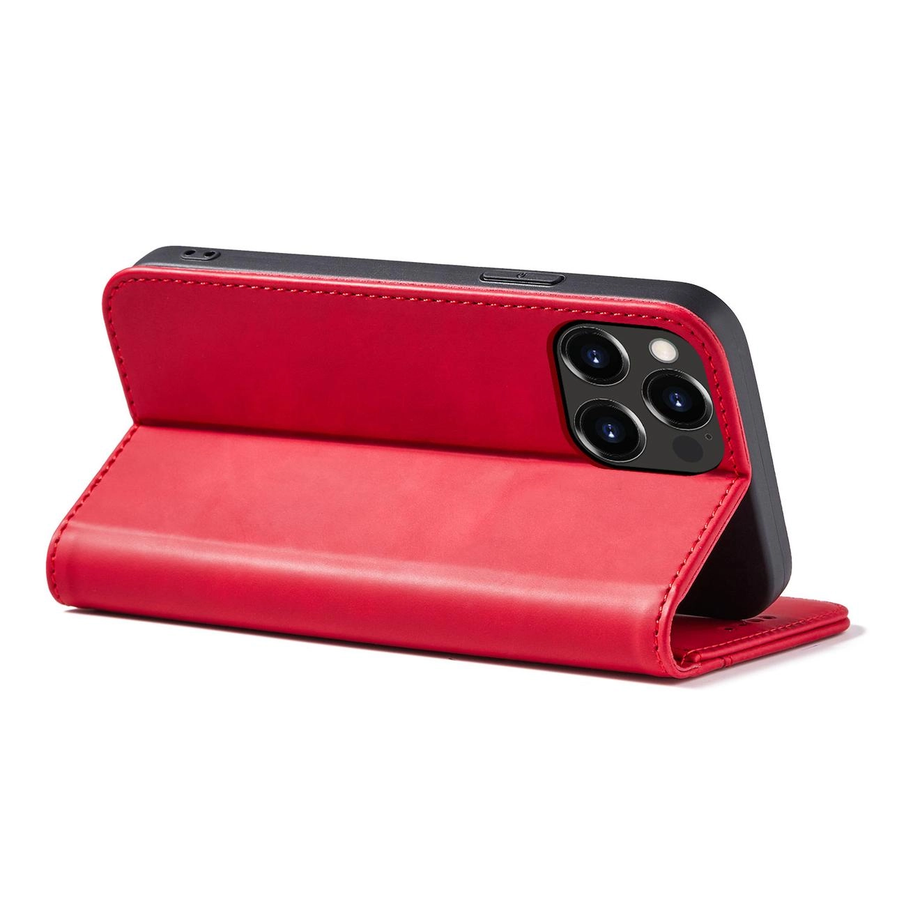 Forcell knížkové pouzdro Magnet Fancy Case pro iPhone 13 Pro Max se stojánkem a kapsou na karty , červená, 9145576249659