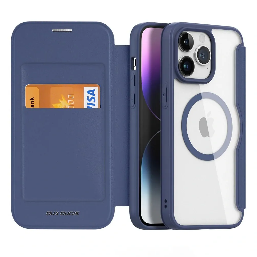 Dux Ducis Skin X Pro Flipové pouzdro s MagSafe pro Apple iPhone 15 Pro Max , modrá 6934913025277