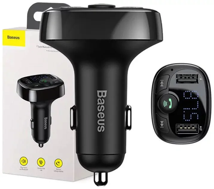 Baseus CCMT000001 S-09A 2x USB Nabíječka Do Auta a FM Transmitter Black 6932172626976