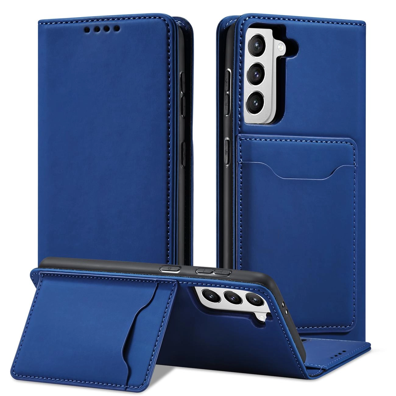 Forcell Knížkové pouzdro Magnet Card Case pro Samsung Galaxy S22+ (S22 Plus) se stojánkem a kapsou na karty , modrá,  9145576251317