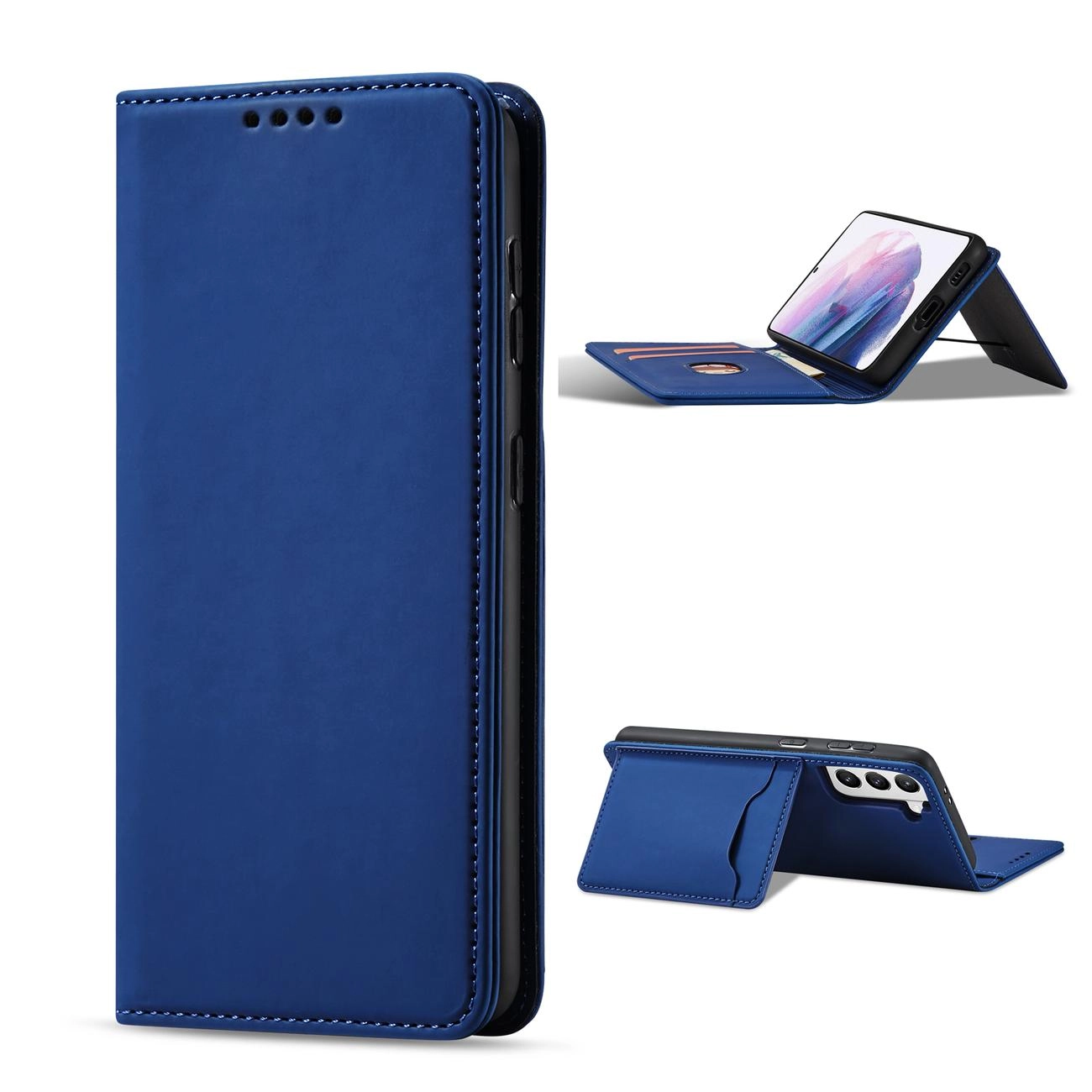 Forcell Knížkové pouzdro Magnet Card Case pro Samsung Galaxy S22+ (S22 Plus) se stojánkem a kapsou na karty , modrá,  9145576251317
