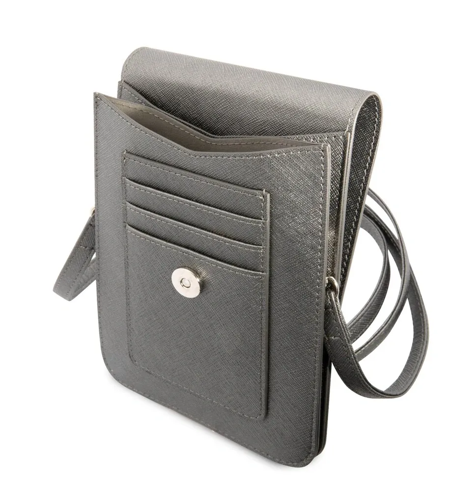Guess PU Saffiano Triangle Logo Phone Bag Grey 3666339050504