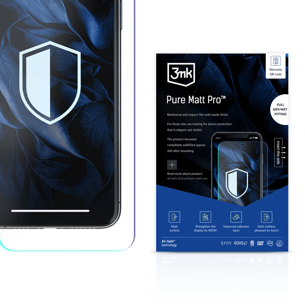 Extra odolná matná ochranná fólie na mobil - 3mk Pure Matt Pro™ - výroba na míru pro všechny modely