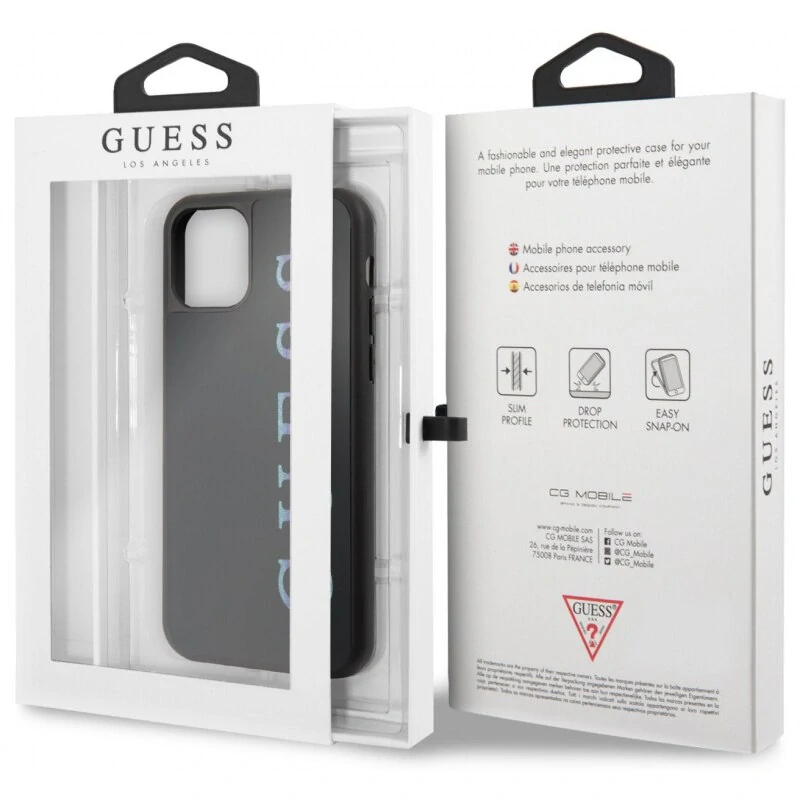 GUESS barevné třpytivé logo zadní kryt pro iPhone 11, černý, 3700740463505