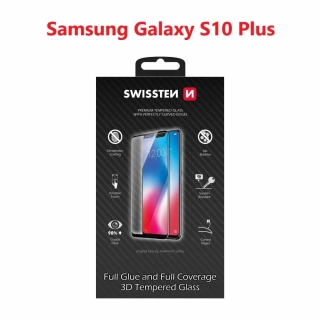 Sklo Swissten Ultra Durable 3D Full Glue Glass Pro Samsung G975 Galaxy S10 Plus Černé, 8595217467316