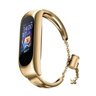 Forcell Kovový náramek s řetízkem pro Xiaomi Mi Band 6 / 5 / 4 / 3 , zlatá, 9145576225554