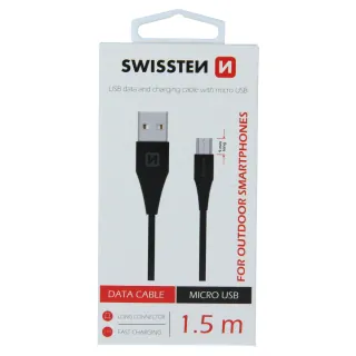 Datový Kabel Swissten Usb / Micro Usb 1,5 M Černý (9Mm) 8595217460157