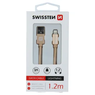 Swissten textilní datový kabel Usb / Lightning 1,2 M Zlatý 8595217455665