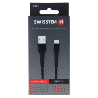 Datový Kabel Swissten Usb / Usb-C 1,0 M Černý 8595217466203