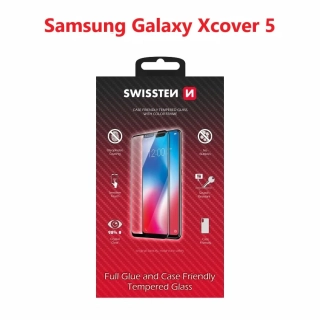 Sklo Swissten Full Glue, Color Frame, Case Friendly Pro Samsung G525 Galaxy Xcover 5 Černé