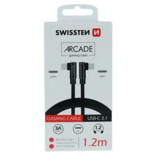 Textilní Datový Kabel Swissten Arcade Usb-C / Usb-C 1,2 M Černý 8595217475359