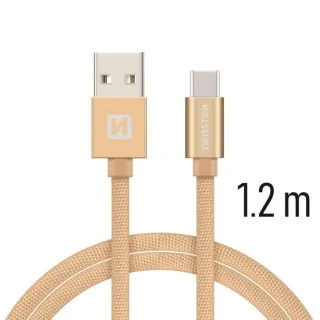 Swissten textilní datový kabel Usb / Usb-C 1,2 M Zlatý 8595217455306