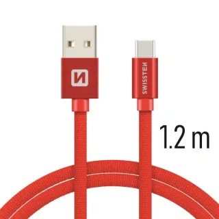 Swissten textilní datový kabel Usb / Usb-C 1,2 M Červený 8595217455320