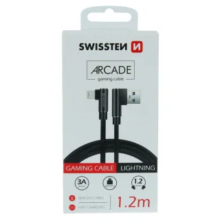 Textilní Datový Kabel Swissten Arcade Usb / Lightning 1,2 M Černý 8595217457003