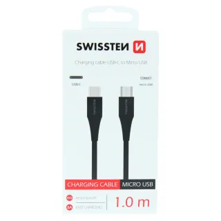 Nabíjecí Kabel Swissten Usb-C / Micro Usb 1,0 M Černý 8595217471894