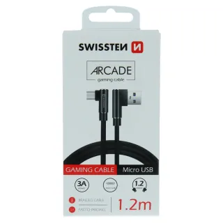 Textilní Datový Kabel Swissten Arcade Usb / Micro Usb 1,2 M Černý 8595217456938