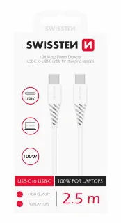 Datový Kabel Swissten Tpe Usb-C/Usb-C Power Delivery 5A (100W) 2,5 M Bílý 8595217479715