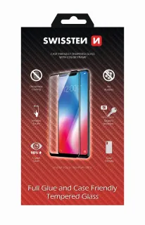sklo swissten full glue, color frame, case friendly pro samsung a750 galaxy a7 2018 černé