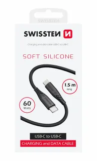 Datový Kabel Swissten Soft Silicone Usb-C / Usb-C 1,5 M 60W Černý 8595217481466