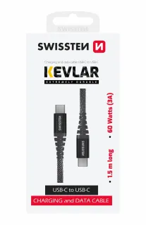 Datový Kabel Swissten Kevlar Usb-C / Usb-C 1,5 M Antracit 8595217481510