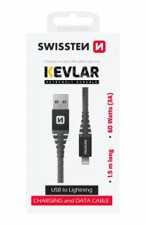 Datový Kabel Swissten Kevlar Usb / Lightning 1,5 M Antracit 8595217481503