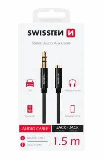 Audio Kabel Swissten Textile 3,5 Mm Jack(Samec) - 3,5 Mm Jack (Samice) 1,5 M Černý 8595217481374