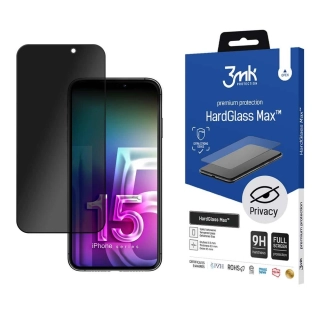 9H prywatyzujące 3mk HardGlass Max Privacy™ na iPhone 15 Pro