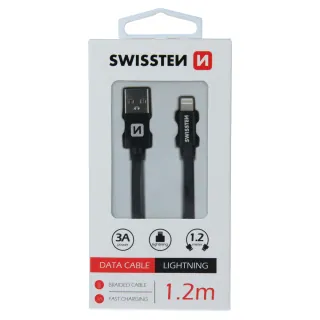 Swissten textilní datový kabel Usb / Lightning 1,2 M Černý 8595217455634