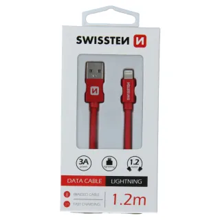 Swissten textilní datový kabel Usb / Lightning 1,2 M Červený 8595217455689