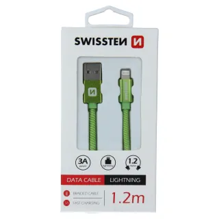 Swissten textilní datový kabel Usb / Lightning 1,2 M Zelený 8595217458123