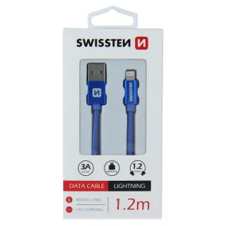 Swissten textilní datový kabel Usb / Lightning 1,2 M Modrý 8595217458130