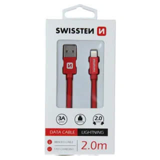 Swissten textilní datový kabel Usb / Lightning 2,0 M Červený 8595217455740