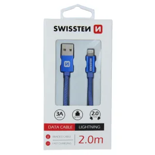 Swissten textilní datový kabel Usb / Lightning 2,0 M Modrý 8595217458154