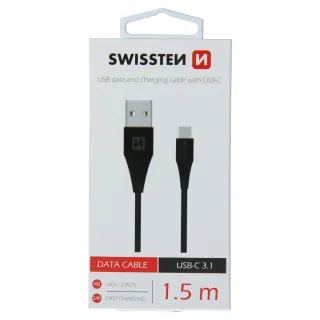 Datový Kabel Swissten Usb / Usb-C Černý 1,5M (7Mm) 8595217460188