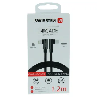 Textilní Datový Kabel Swissten Arcade Usb-C / Lightning 1,2 M Černý 8595217475366
