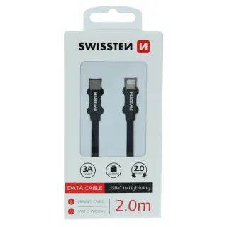 Swissten textilní datový kabel Usb-C / Lightning 2,0 M Černý 8595217476387