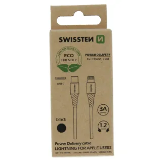 Datový Kabel Swissten Usb-C/Lightning Černý 1,2M (Eco Balení) 8595217475656