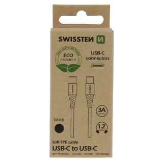 Datový Kabel Swissten Usb-C/Usb-C Černý 1,2M (Eco Balení) 8595217475670